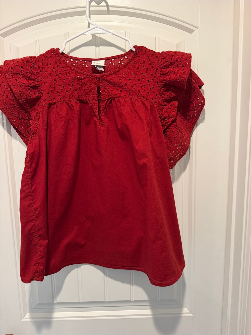 a new day Red Eyelet Flutter Sleeve Top for Kids